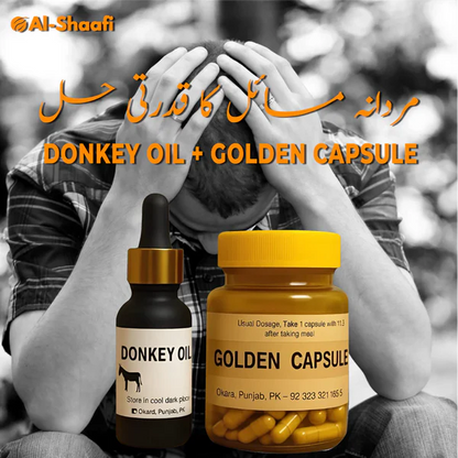 Hakeem Sarfraz Herbal Care Combo – Donkey Oil & Golden Capsule